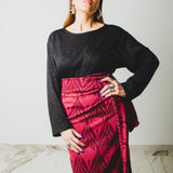 214 Gonna sartoriale MIRI in maglina rossa e rosa con lurex - Taglia 3