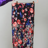 21 - ALMA Skirt – Gonna couture sartoriale con pizzo nero a fiori colorati TG 1 - 38/40