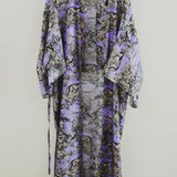 Kimono GUSTAVO sartoriale lungo in seta lilla con fantasia savana