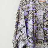 Kimono GUSTAVO sartoriale lungo in seta lilla con fantasia savana