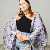 Kimono GUSTAVO sartoriale lungo in seta lilla con fantasia savana