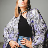 Kimono GUSTAVO sartoriale lungo in seta lilla con fantasia savana