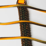 23 - PET À PORTER – WILD OLIVE | Collare intrecciato in paracord verde oliva e marrone con BioThane | 30–36 cm