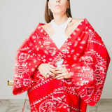 Kimono GUSTAVO sartoriale lungo in popeline di cotone rosso stampa paisley