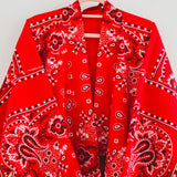 Kimono GUSTAVO sartoriale lungo in popeline di cotone rosso stampa paisley