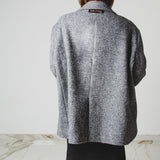 23 - Giacca NORA Sartoriale Donna Oversize in Lana Vergine  – Modello Scatoletta Le Peg spinata grigia con strass neri