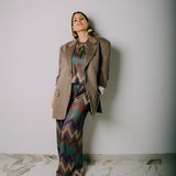 Men's vintage dove grey jacket with dark all-over rhinestones