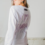 24 - Maglia oversize bianca a maniche lunghe in cotone XL ricamata a mano I’M SCIURA