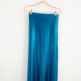 252 Gonna sartoriale EASY in maglina effetto metallizzato azzurro - TG XS