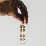 256 - Orecchini Vintage Pendenti Dorati con Cristalli e Perle – Pezzo Unico