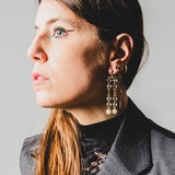 256 - Orecchini Vintage Pendenti Dorati con Cristalli e Perle – Pezzo Unico