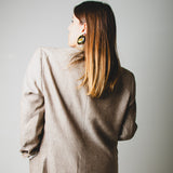 Light upcycling vintage men's jacket with hand-sewn flower embroidery