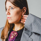 257 - Orecchini Vintage Geometrici Dorati con Foro – Design Minimal – Pezzo Unico