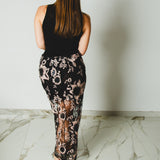 25 - ALMA Skirt – Gonna couture sartoriale in pizzo e paillettes rosa e neri TG 3 - 44