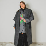 26 - L'OVER SPIGATO – Cappotto Sartoriale Oversize in Pura Lana Vergine Grigio Spigato