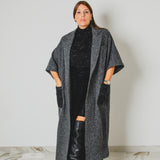 26 - L'OVER SPIGATO – Cappotto Sartoriale Oversize in Pura Lana Vergine Grigio Spigato