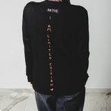 26 - Maglia oversize nera a maniche lunghe in cotone L ricamata a mano I AM LIMITED EDITION