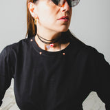 26 - Maglia oversize nera a maniche lunghe in cotone L ricamata a mano I AM LIMITED EDITION