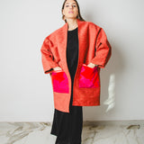 27 - Cappottino Komorebi Oversize Arancio Corallo in Tessuto d’Arredo – Pezzo Unico
