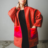 27 - Cappottino Komorebi Oversize Arancio Corallo in Tessuto d’Arredo – Pezzo Unico