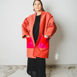 27 - Cappottino Komorebi Oversize Arancio Corallo in Tessuto d’Arredo – Pezzo Unico