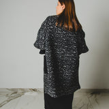 FUCHSIA JACQUARD BOMBER STYLE JACKET - REVERSIBLE IN BLACK VELVET FABRIC - CONTRASTING POCKETS