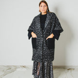 FUCHSIA JACQUARD BOMBER STYLE JACKET - REVERSIBLE IN BLACK VELVET FABRIC - CONTRASTING POCKETS