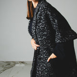 FUCHSIA JACQUARD BOMBER STYLE JACKET - REVERSIBLE IN BLACK VELVET FABRIC - CONTRASTING POCKETS