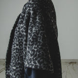 FUCHSIA JACQUARD BOMBER STYLE JACKET - REVERSIBLE IN BLACK VELVET FABRIC - CONTRASTING POCKETS