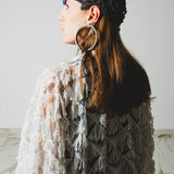 Long tailored kimono in black sequins with embroidered flowers