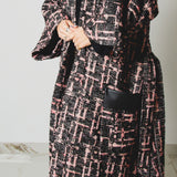 FUCHSIA JACQUARD BOMBER STYLE JACKET - REVERSIBLE IN BLACK VELVET FABRIC - CONTRASTING POCKETS