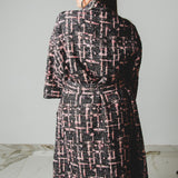 FUCHSIA JACQUARD BOMBER STYLE JACKET - REVERSIBLE IN BLACK VELVET FABRIC - CONTRASTING POCKETS