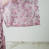 Long tailored kimono in black sequins with embroidered flowers