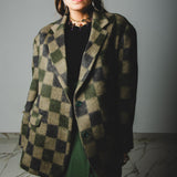 FUCHSIA JACQUARD BOMBER STYLE JACKET - REVERSIBLE IN BLACK VELVET FABRIC - CONTRASTING POCKETS