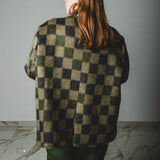 FUCHSIA JACQUARD BOMBER STYLE JACKET - REVERSIBLE IN BLACK VELVET FABRIC - CONTRASTING POCKETS