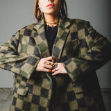 FUCHSIA JACQUARD BOMBER STYLE JACKET - REVERSIBLE IN BLACK VELVET FABRIC - CONTRASTING POCKETS