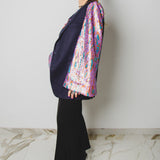 300 Vintage Upcycling Men's Jacket with Modified Sleeves in Purple Sequins