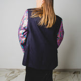 300 Vintage Upcycling Men's Jacket with Modified Sleeves in Purple Sequins