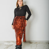 305 Tg 3  Gonna multiposizione MIRI elasticizzata con paillettes bronzo