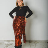 305 Tg 3  Gonna multiposizione MIRI elasticizzata con paillettes bronzo