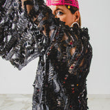 30 Kimono GUSTAVO gioiello sartoriale lungo con paillettes nere