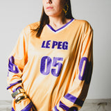 30 - T-Shirt Sportiva a Maniche Lunghe Gialla e Viola  Le Peg 05 con strass Tg L