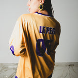 30 - T-Shirt Sportiva a Maniche Lunghe Gialla e Viola  Le Peg 05 con strass Tg L