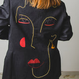 316 Dark grey tailored jacket - 3 buttons wool size 50 with rhinestone and colour illustration