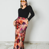 316 Gonna sartoriale EASY in velluto elasticizzato a fiori