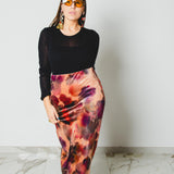 316 Gonna sartoriale EASY in velluto elasticizzato a fiori