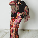 316 Gonna sartoriale EASY in velluto elasticizzato a fiori