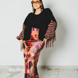 316 Gonna sartoriale EASY in velluto elasticizzato a fiori