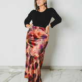 316 Gonna sartoriale EASY in velluto elasticizzato a fiori