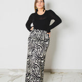 317 Gonna sartoriale EASY in satin zebrato bianco e nero